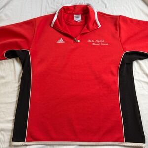 Adidas Breast Cancer  Awareness Quarter Zip Mens Large Red Vintage Activewear